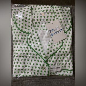 Hearts Polo Pajamas
EMERALD

Women Pajama Set - White with Green Hearts